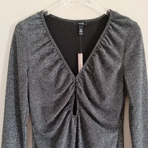 Bloomingdale's Metallic Mini Dress Silver/Black L NWT New Years 🎉🥂 - Picture 5 of 13